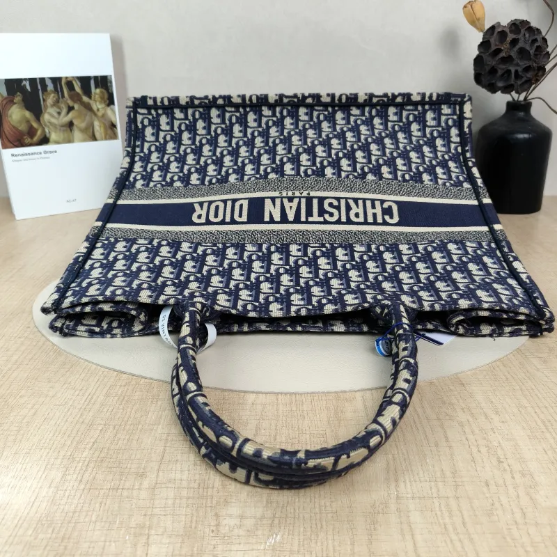 DIOR Top Handle Bag Book Tote Blue Canvas Large42 × 18.5 × 35 cm — detail view 12 of 12