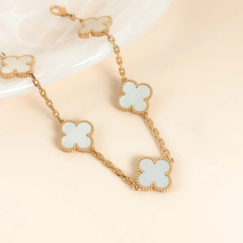 Van Cleef & Arpels Bracelet Alhambra Alhambra Collection Five-Motif Bracelet Pearl · White Mother-of-Pearl18KY ellow Gold Vintage Small19cm — cover view 6 of 8