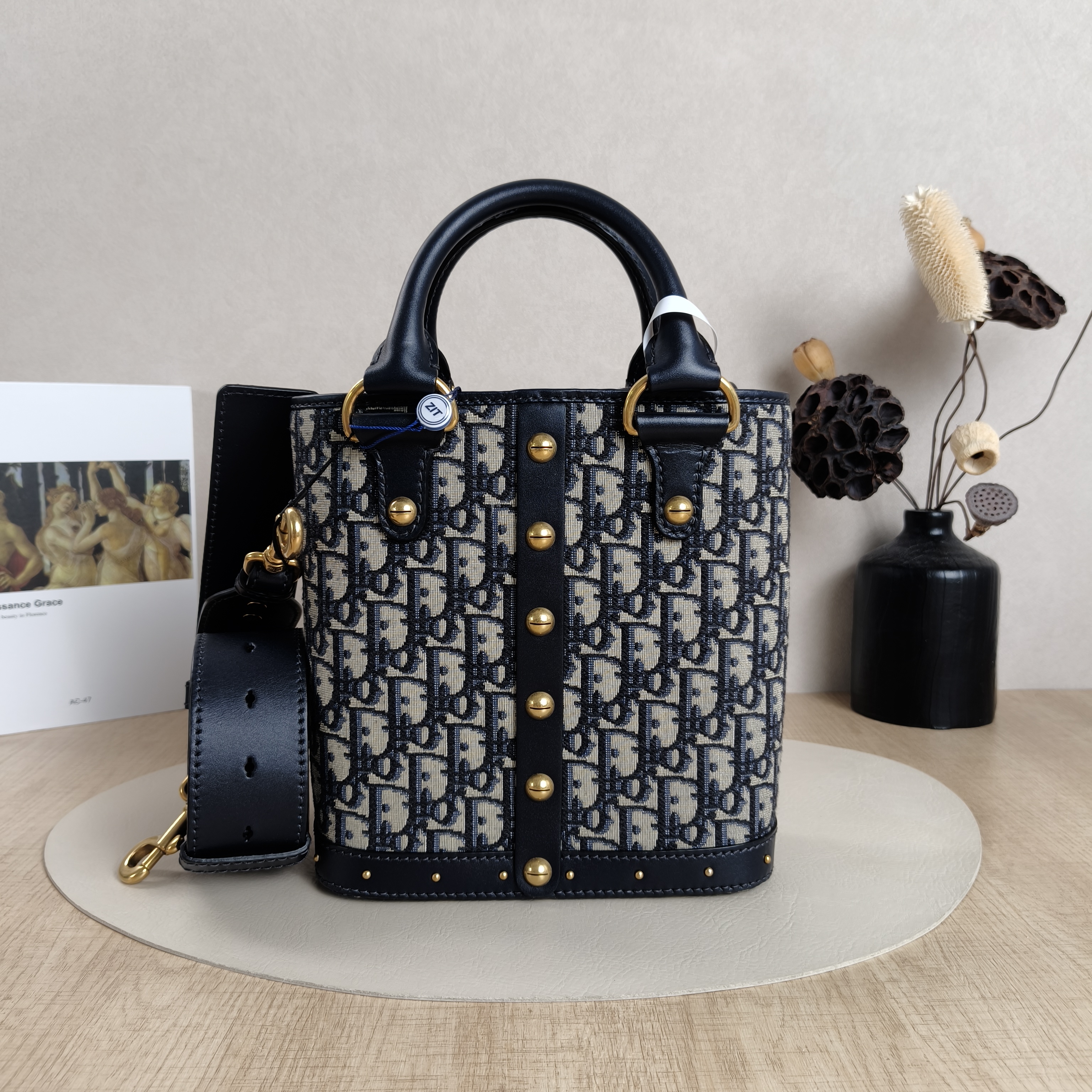 DIOR Shoulder Bag Signature avenue Bucket Blue Canvas One Size