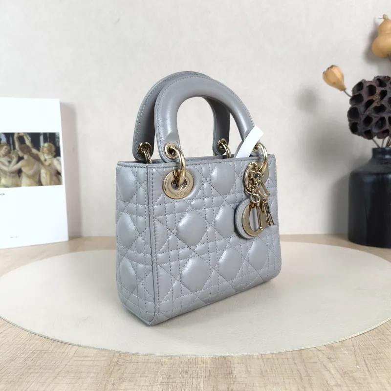 DIOR Crossbody Bag Lady Lady Dior Bag Grey Lambskinmini17 × 7 × 15 cm — cover view 4 of 5
