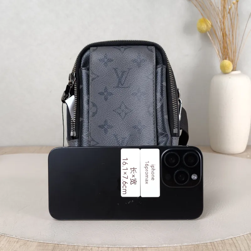 Louis Vuitton Crossbody Bag Double Phone Pouch Black Monogram PVC One Size 11 × 5 × 18 cm — cover view 2 of 5