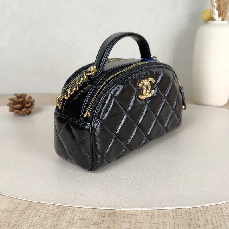 Chanel Crossbody Bag Crossbody Bag Black Waxed Leather One Size 17 × 7 × 10.5 cm — cover view 2 of 5