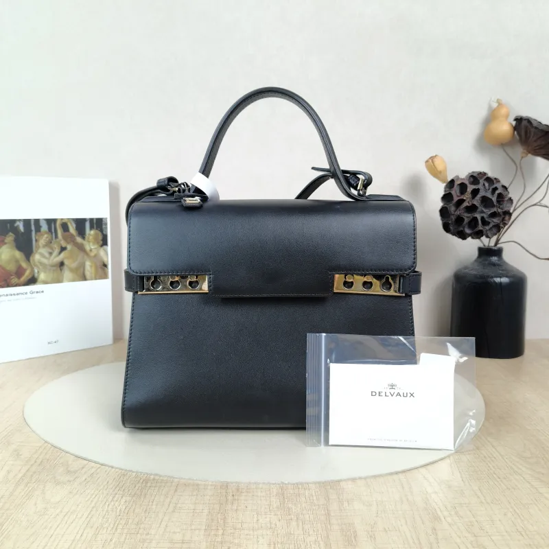 DELVAUX Crossbody Bag Tempete Top Handle Bag Black Calfskin Medium27.5 × 9 × 23 cm — cover view 2 of 6