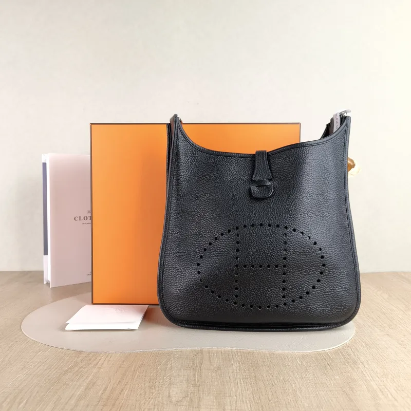 Hermès Crossbody Bag Evelyne 29 29 Black Taurillon Clemence TC Calfskin Small 29 × 8 × 30 cm B — cover view 6 of 6