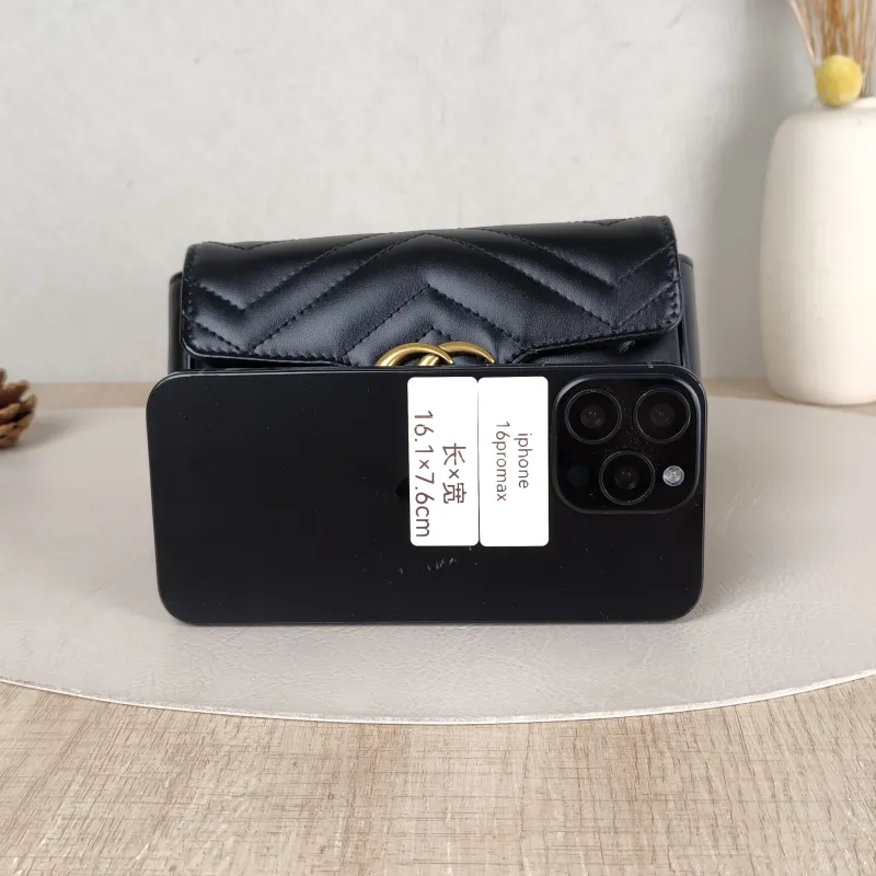 GUCCI Crossbody Bag GG Marmont Mini Marmont Mini Black Calfskin Mini 16.5 × 4.5 × 9.5 cm — cover view 4 of 6
