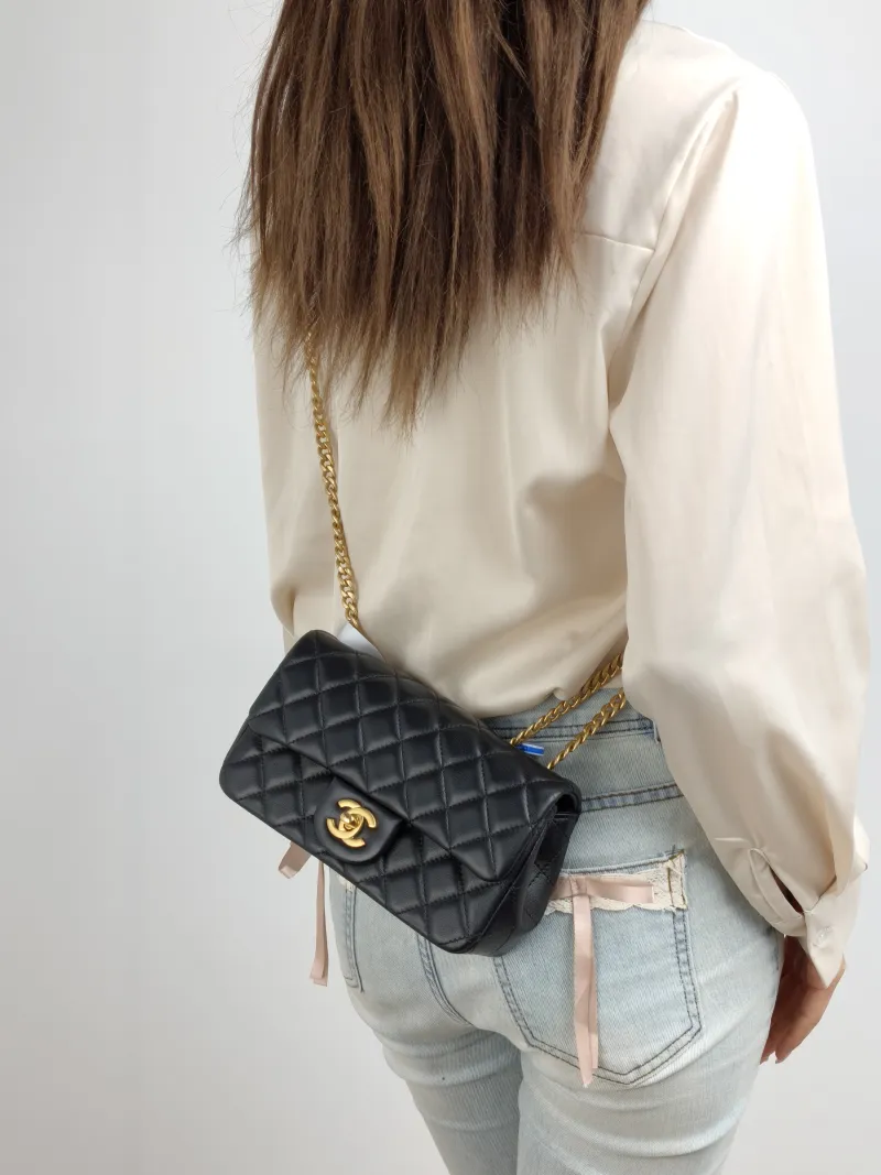 Chanel Crossbody Bag Classic Flap Large Mini CF Mini Black Lambskin mini 20 × 6 × 12 cm — on-model view 2 of 2