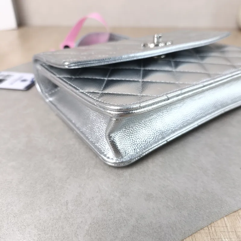Chanel Backpack Backpack Silver Grained Calfskin One Size 18.2 × 5 × 14 cm — detail view 11 of 14
