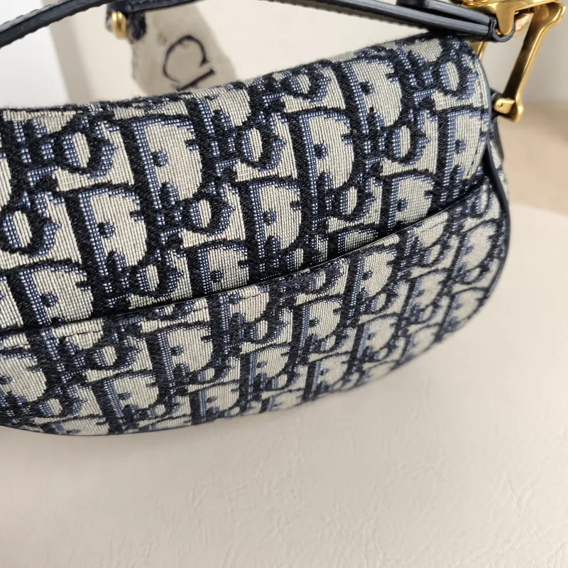 DIOR Top Handle Bag Saddle Blue Canvas Mini 19 × 6 × 15 cm — detail view 1 of 10