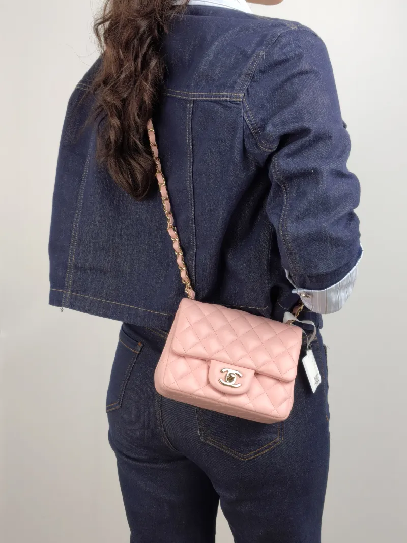 Chanel Crossbody Bag Edition Pink Lambskin 16.5 × 8 × 12.5 cm — on-model view 2 of 2