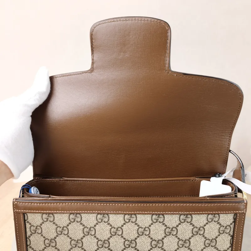 GUCCI Shoulder Bag Horsebit 1955 Horsebit Medium Monogram PVC Medium25 × 8 × 18 cm — detail view 8 of 14