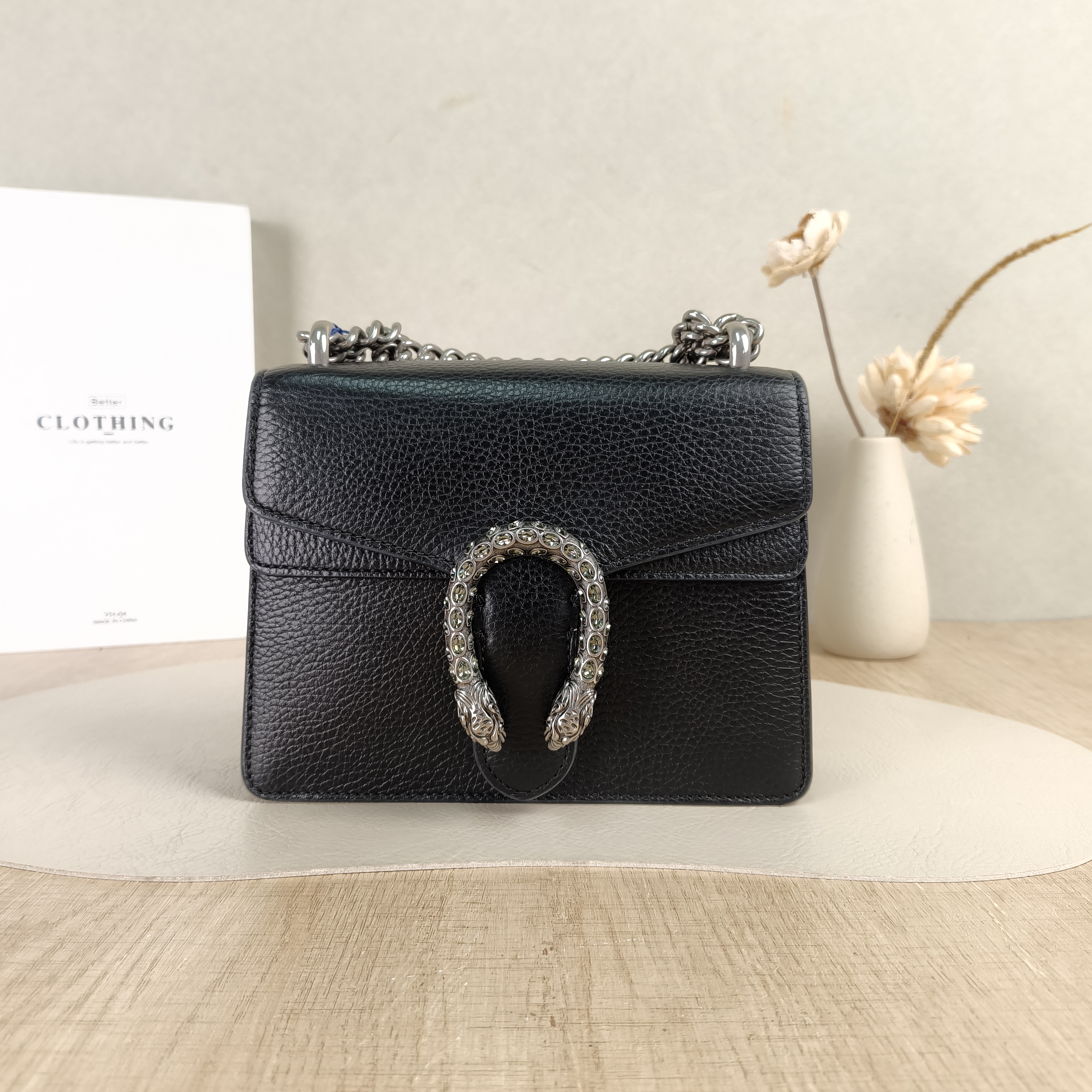 GUCCI Shoulder Bag Dionysus Black Calfskinmini20 × 5 × 15.5 cm
