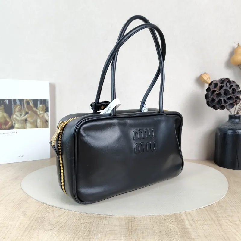 Miumiu Top Handle Bag Beau Black Calfskin Medium30 × 8.5 × 17 cm — cover view 6 of 6