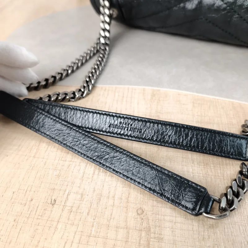 SAINT LAURENT Crossbody Bag Niki Green Waxed Leather Medium 28 × 8.5 × 20 cm — detail view 12 of 15