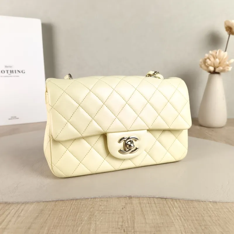 Chanel Crossbody Bag Classic Flap Large Mini CF Mini Yellow Lambskin mini 20 × 6 × 12 cm — cover view 5 of 6