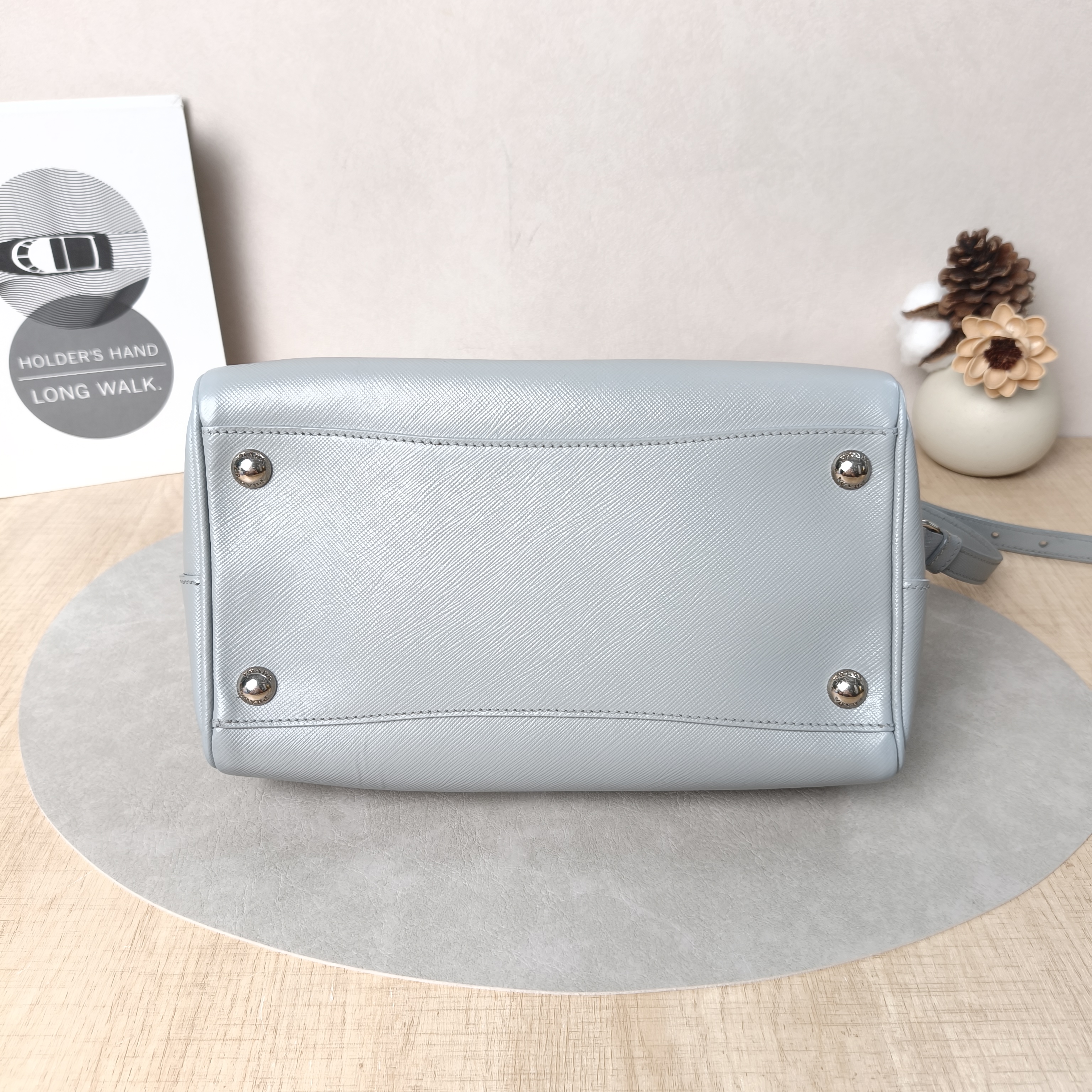 PRADA Top Handle Bag Top Handle Bag Blue Calfskin One Size25 × 14.5 × 13 cm — cover view 5 of 5