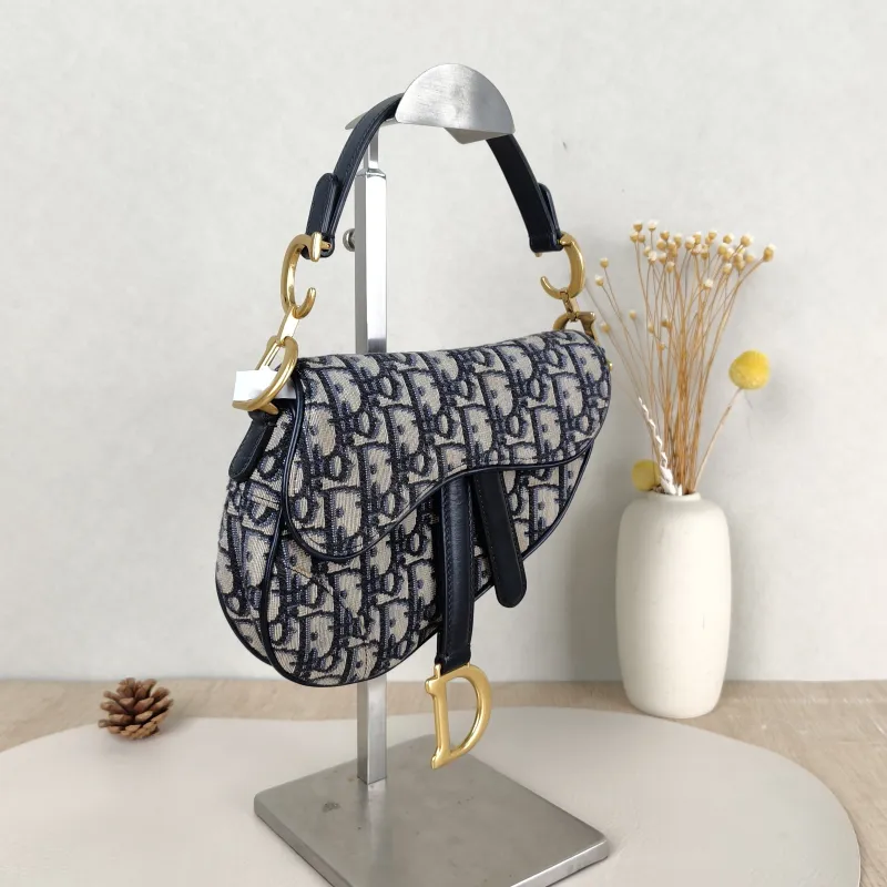 DIOR Top Handle Bag Saddle Blue Canvas Mini 19 × 6 × 15 cm — cover view 4 of 5