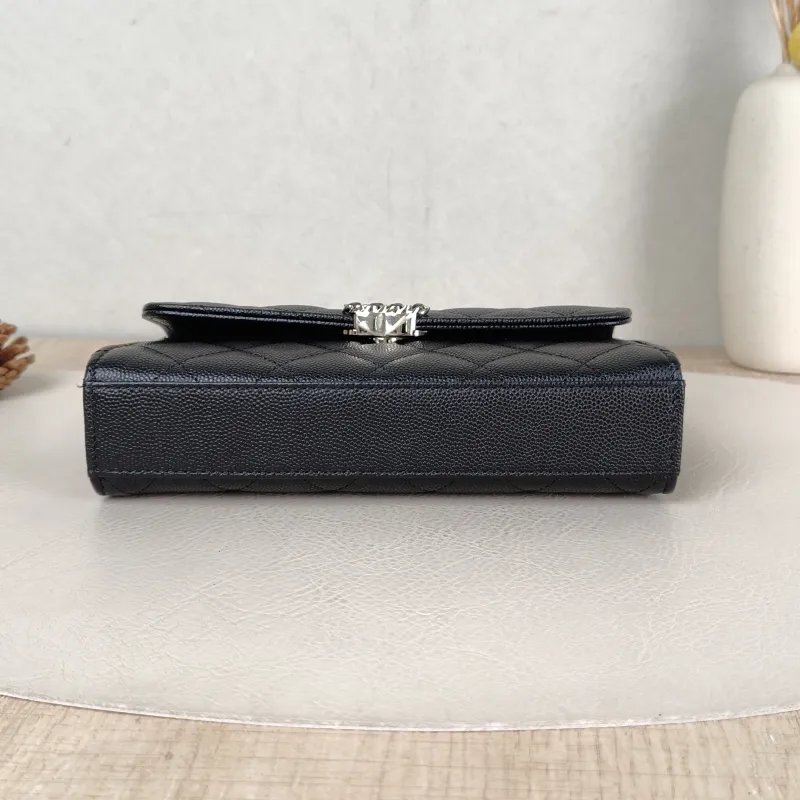 Chanel Crossbody Bag kelly Black Grained Calfskin One Size 18 × 4.5 × 10 cm — cover view 5 of 6