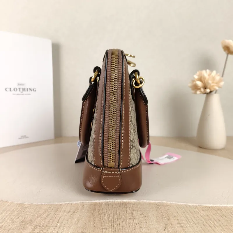 GUCCI Top Handle Bag Horsebit 1955 Horsebit Dome Bag Monogram PVC Mini 20 × 7.5 × 19.5 cm — detail view 5 of 11