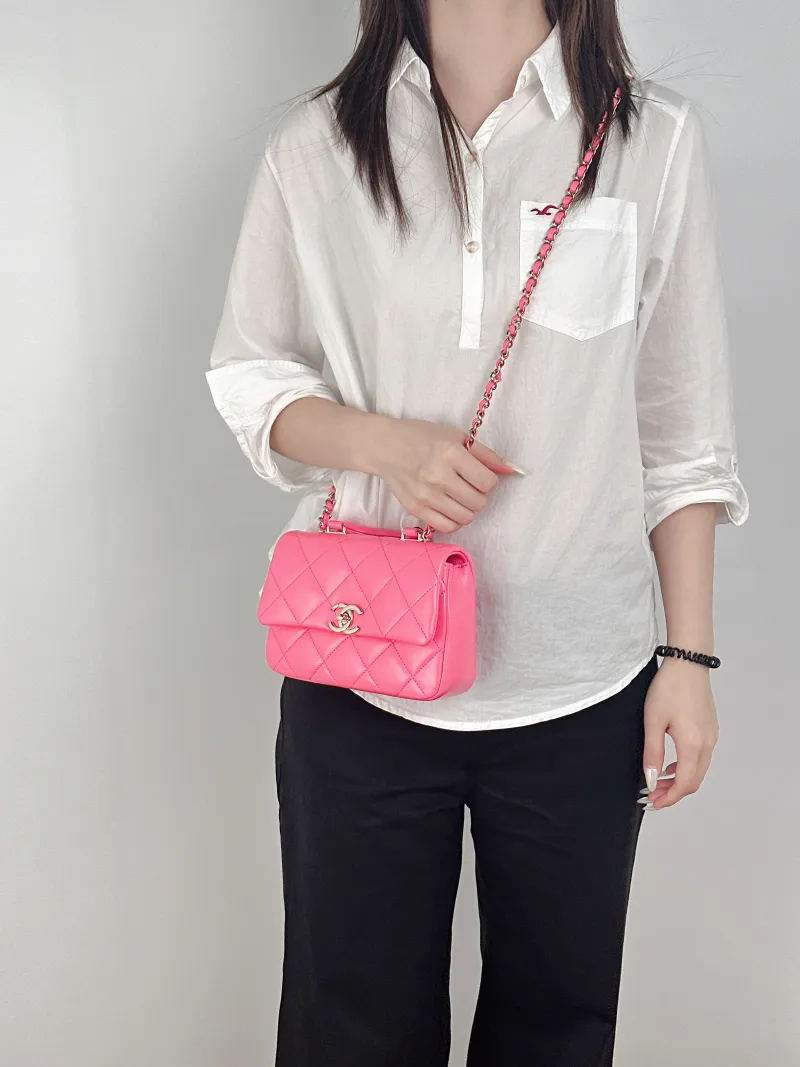 Chanel Crossbody Bag Edition Red Lambskin 19 × 6.5 × 13.5 cm — on-model view 2 of 3