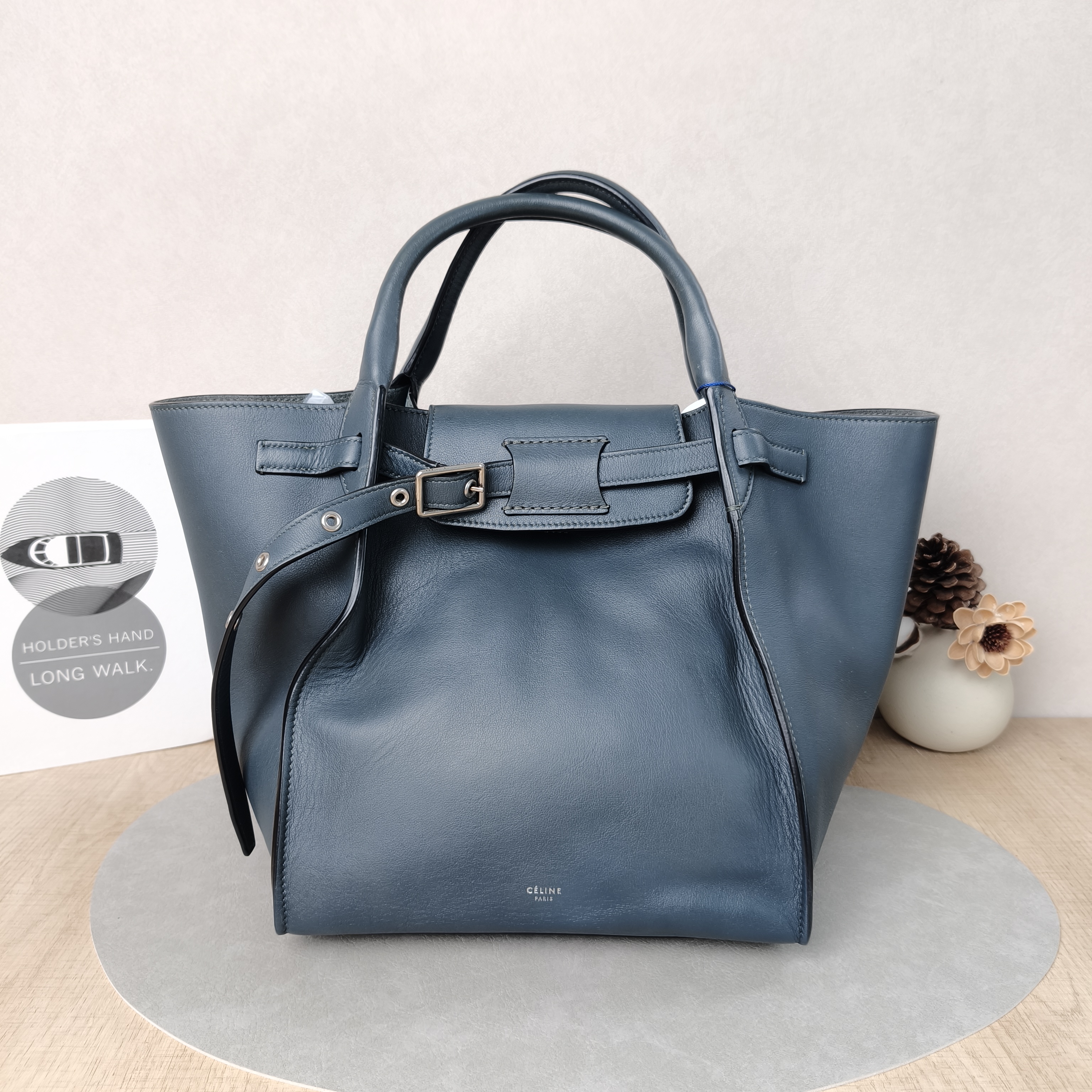 CELINE Top Handle Bag Big Bag Top Handle Bag Blue Calfskin Small23 × 21 × 27 cm