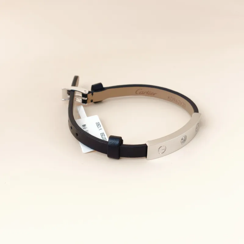 CARTIER Bangle Love Collection Bangle Black Calfskin Diamond18KW hite Gold One Size 21cm — cover view 6 of 12
