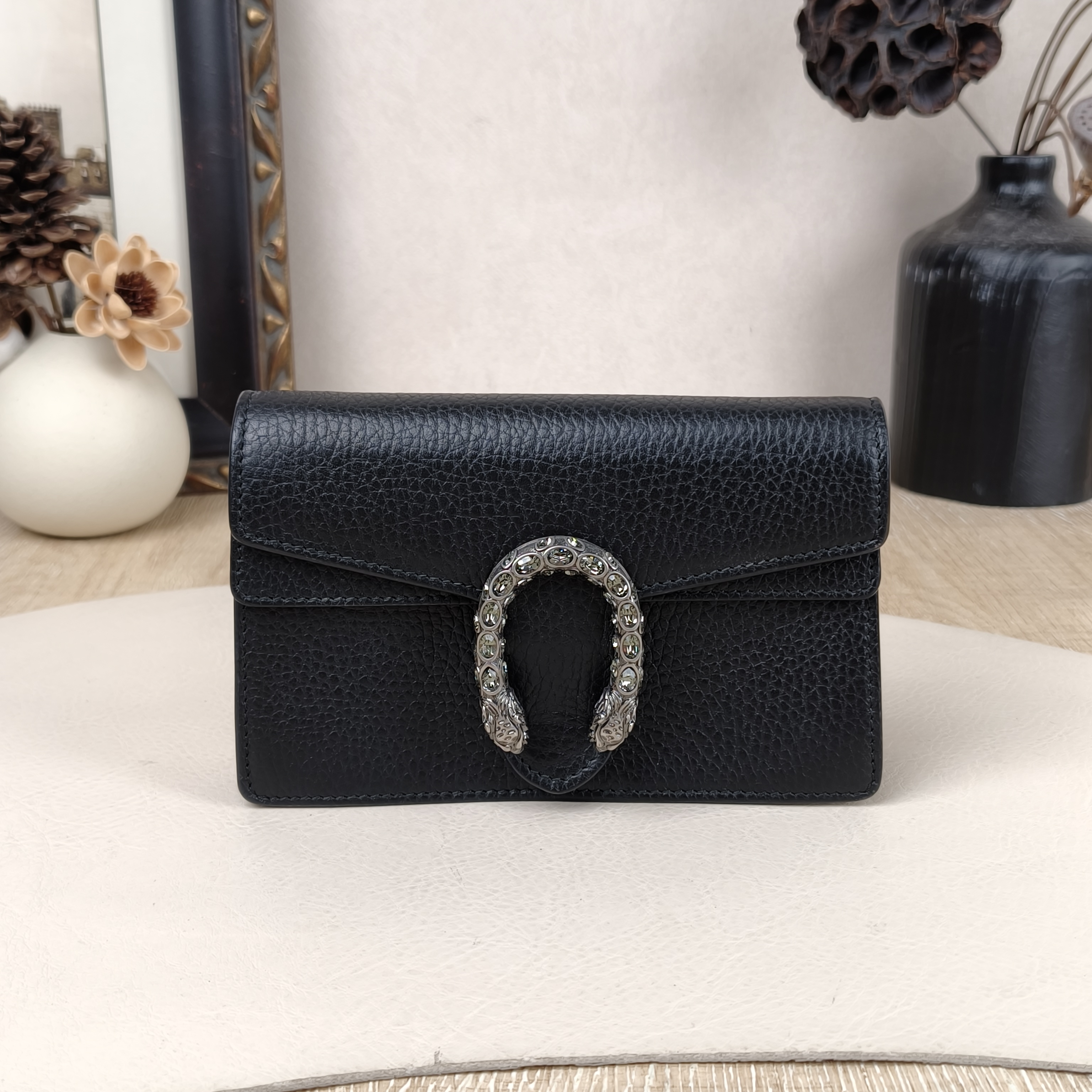 GUCCI Crossbody Bag Dionysus Collection Wallet woc Black Calfskinmini20 × 6 × 13 cm