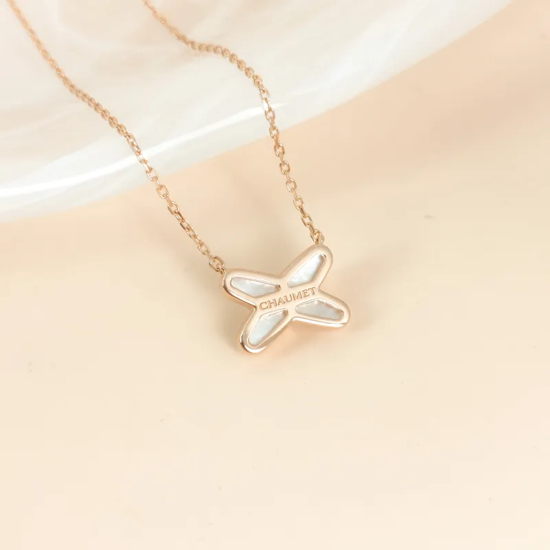 CHAUMET Necklace Jeux de Liens · Collection · Necklace White Mother-of-Pearl Diamond18KR ose Gold One Size 39mm — cover view 3 of 11