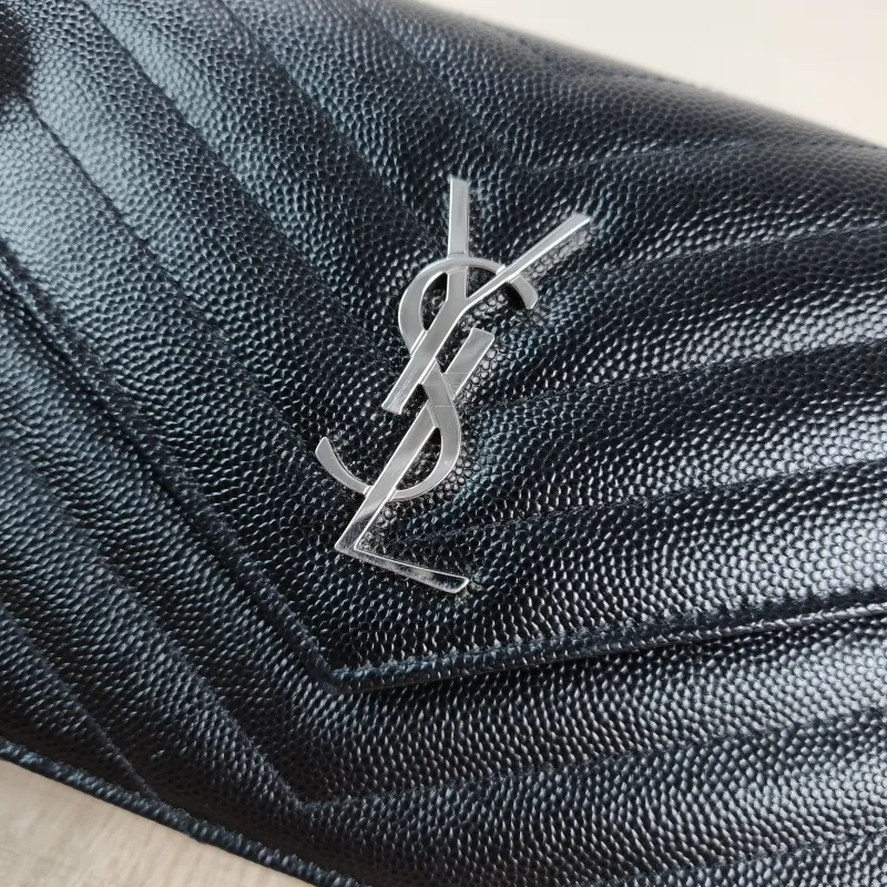 SAINT LAURENT Crossbody Bag CASSANDRE ENVELOPE Black Calfskin One Size 19 × 3.5 × 12.5 cm — detail view 9 of 11