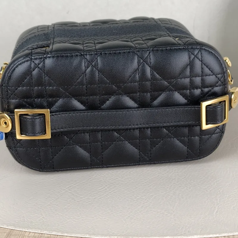 DIOR Top Handle Bag Travel Vanity Cosmetic Bag Black Lambskin18.5 × 10.5 × 13.5 cm — detail view 2 of 12