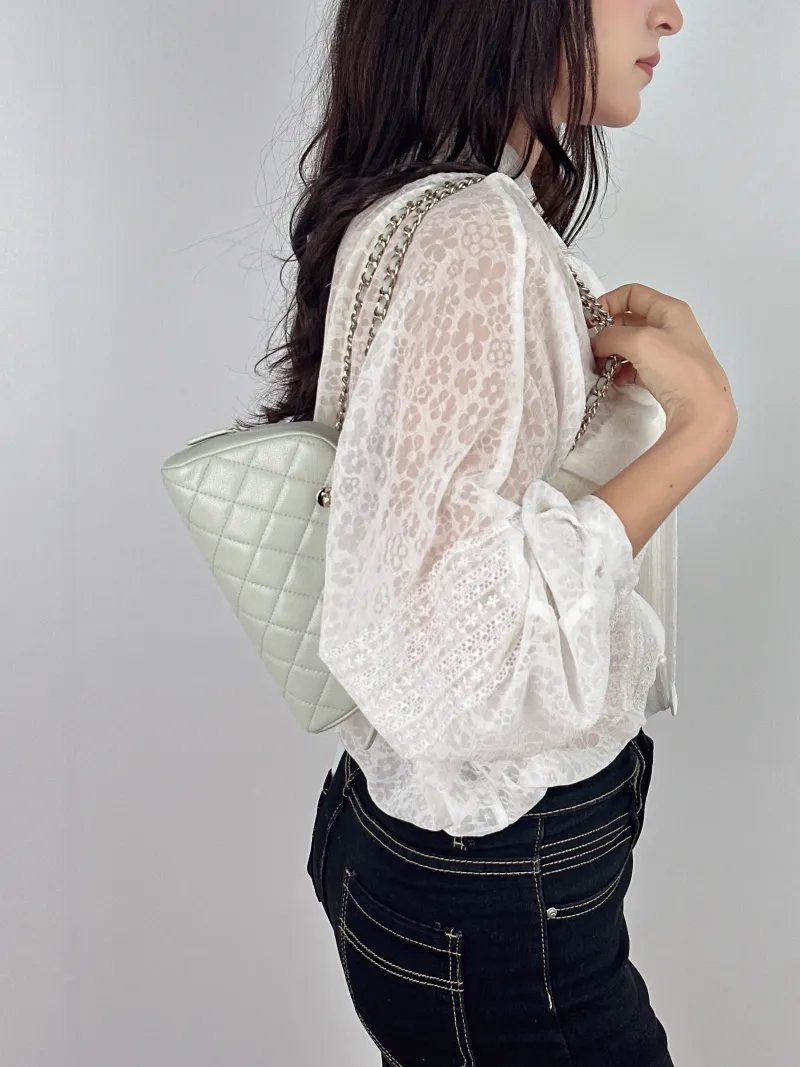 Chanel Crossbody Bag 26p Dome Bag Grey Grained Calfskin One Size 20 × 4.5 × 11 cm — on-model view 1 of 2