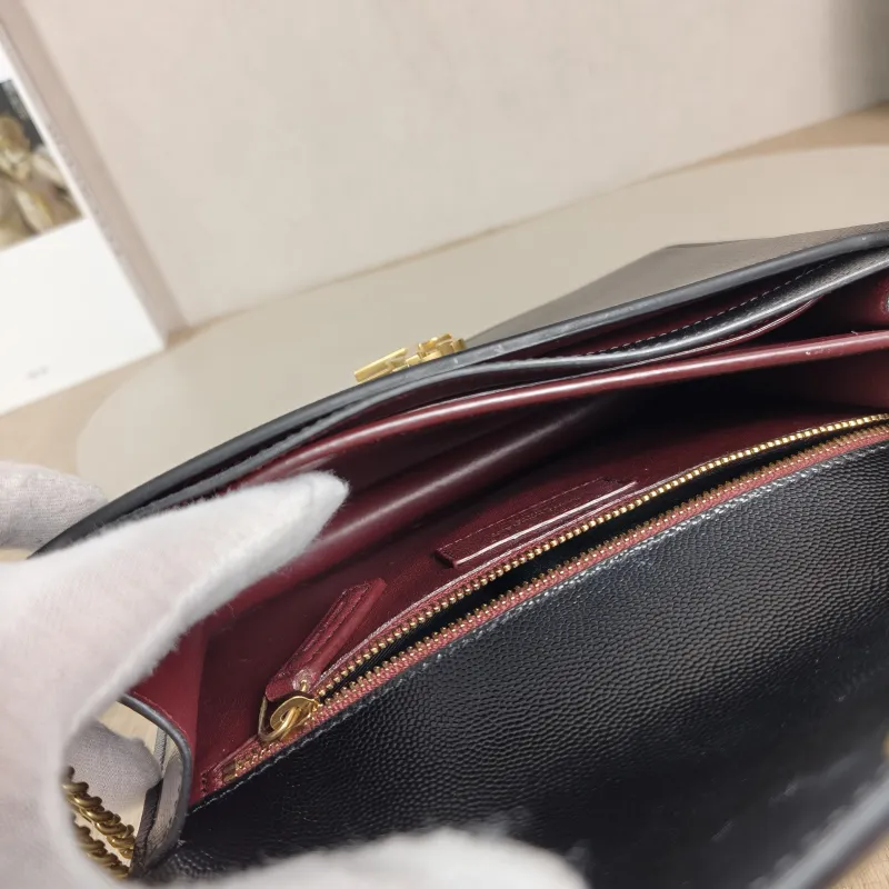 SAINT LAURENT Crossbody Bag Cassandra Black Grained Calfskin Medium 22 × 5.5 × 16.5 cm — detail view 11 of 13