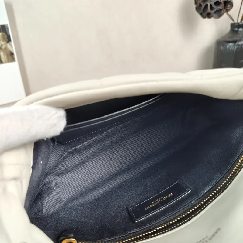 SAINT LAURENT Crossbody Bag LOULOU PUFFER White Lambskin Mini 23 × 8.5 × 15.5 cm — detail view 3 of 12