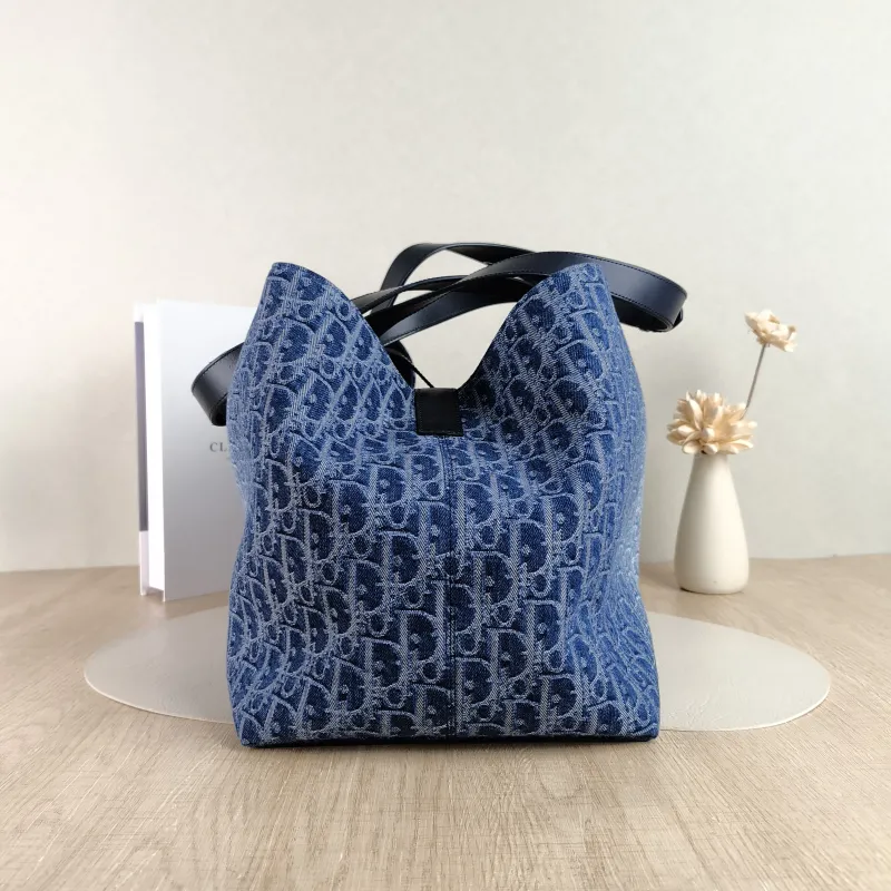 DIOR Top Handle Bag TOUJOURS Blue Large 37 × 21 × 27 cm — detail view 8 of 10