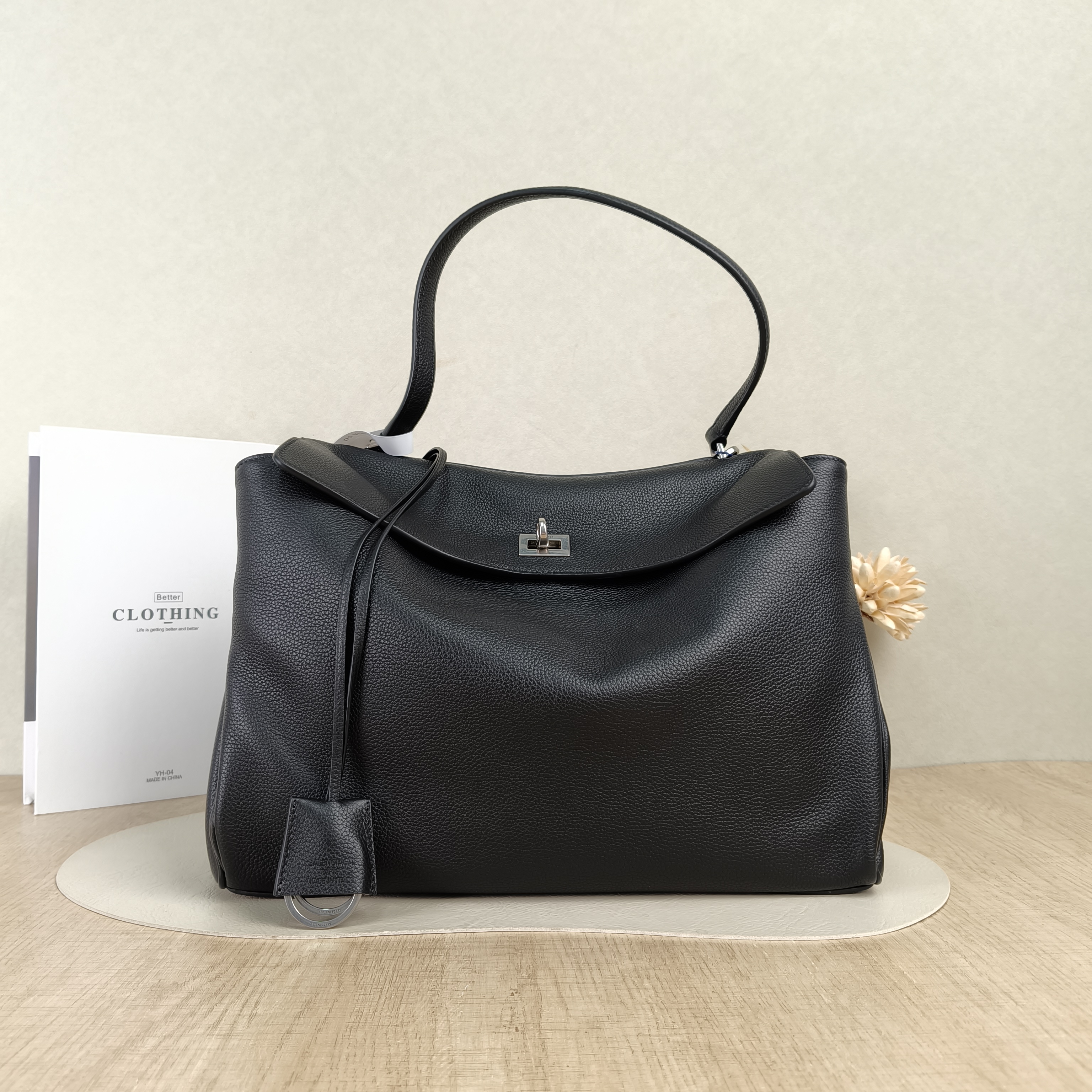 BALENCIAGA Top Handle Bag RODEO Black Calfskin Medium35 × 11 × 23.5 cm
