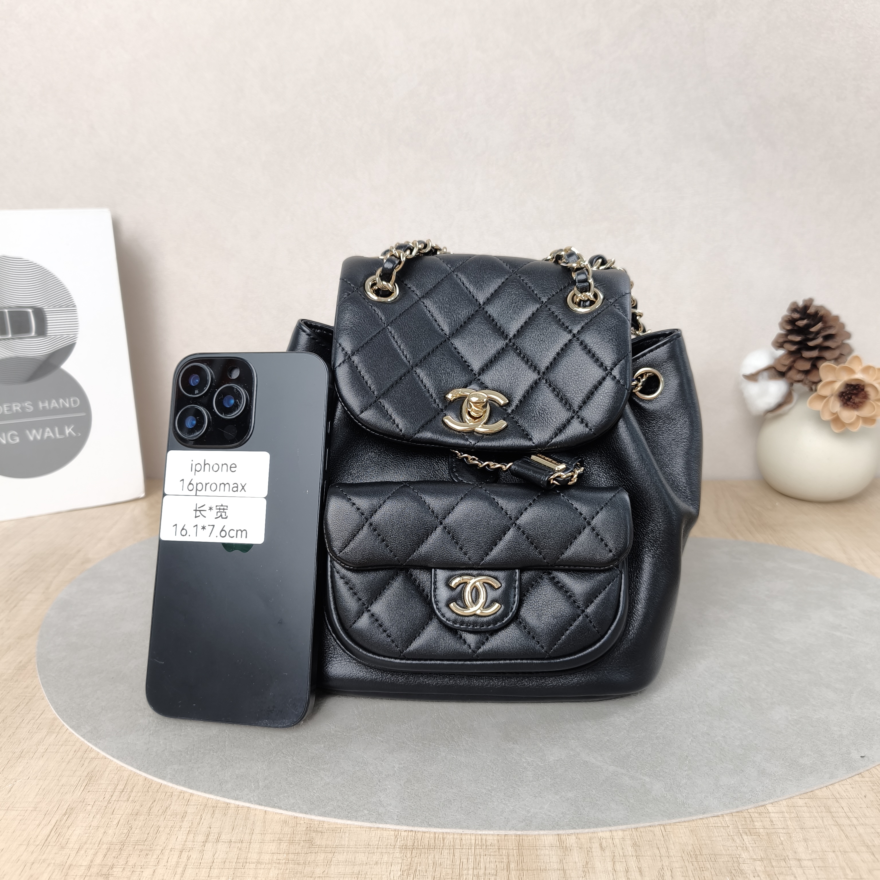 Chanel Backpack Duma Black Lambskin Small18 × 9.5 × 19 cm — cover view 3 of 6