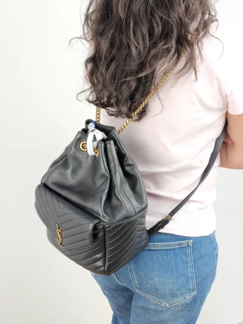 SAINT LAURENT Backpack Joe Backpack Black Lambskin One Size 22 × 15 × 29 cm — on-model view 2 of 2
