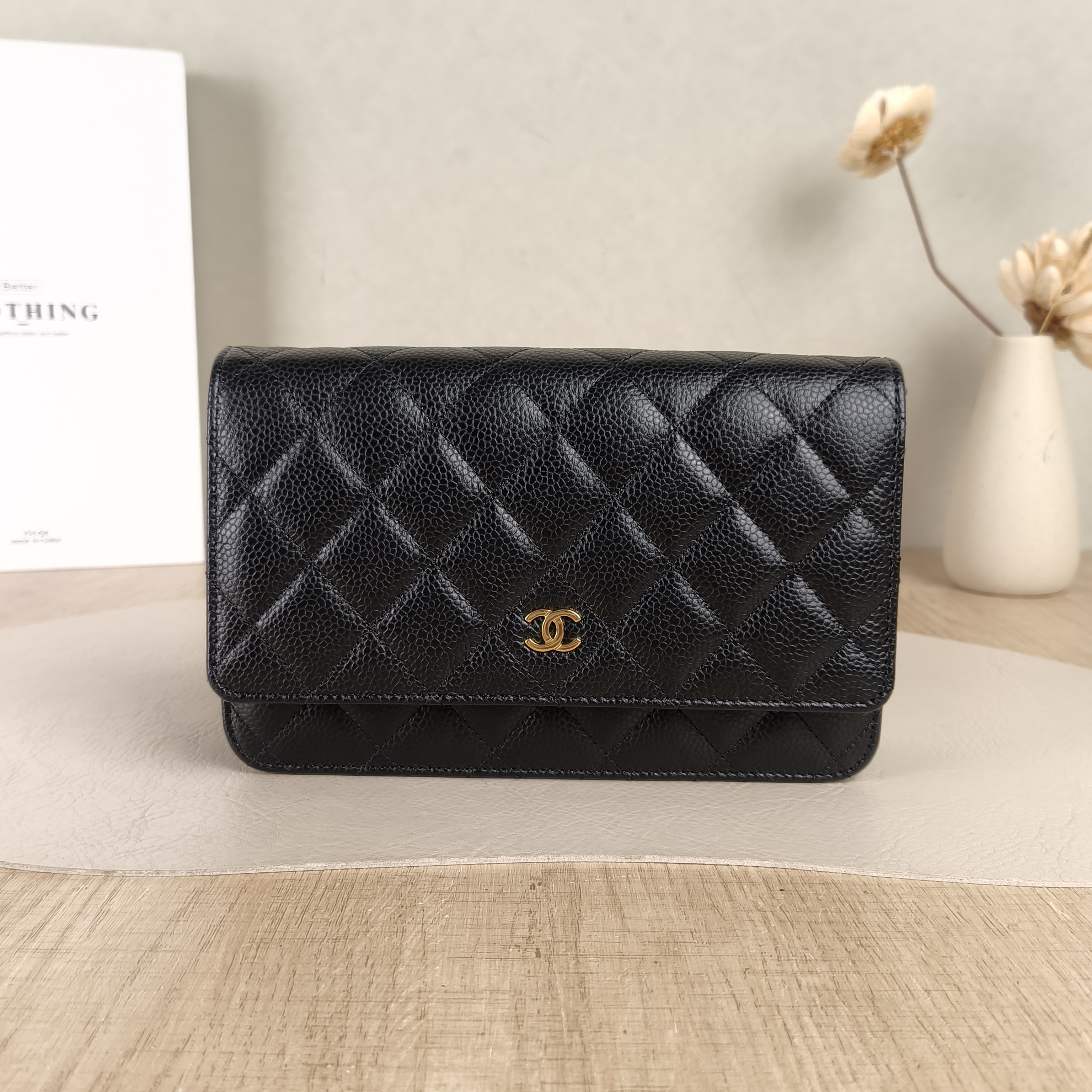 Chanel Crossbody Bag Classic Flap WOC CF WOCWOC Bag Black Grained Calfskinmini19.2 × 3.5 × 12.3 cm