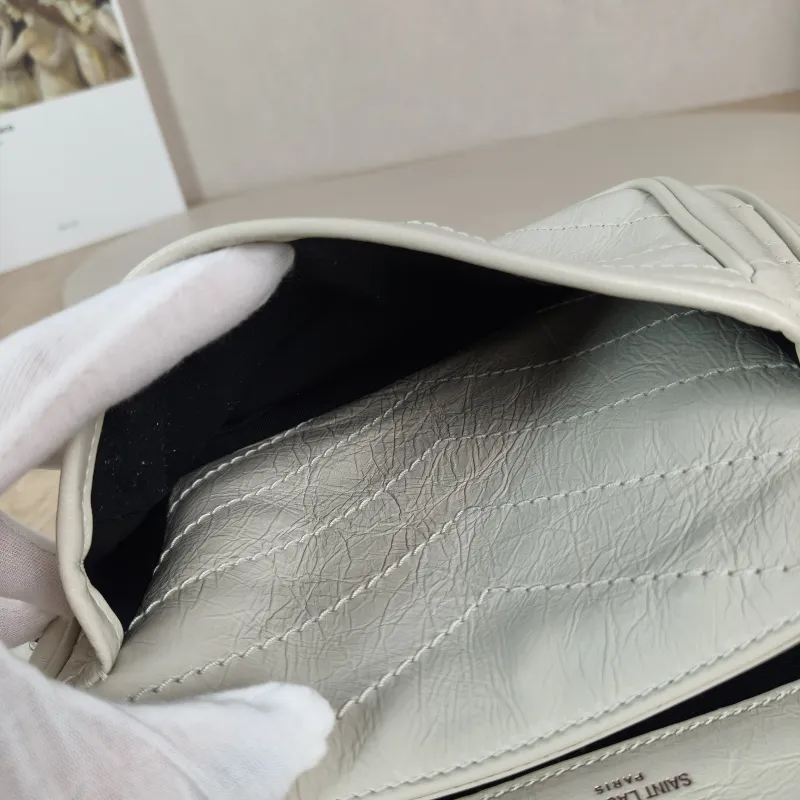 SAINT LAURENT Crossbody Bag Niki D White Waxed Leather Small 21 × 7.5 × 16 cm — detail view 5 of 12