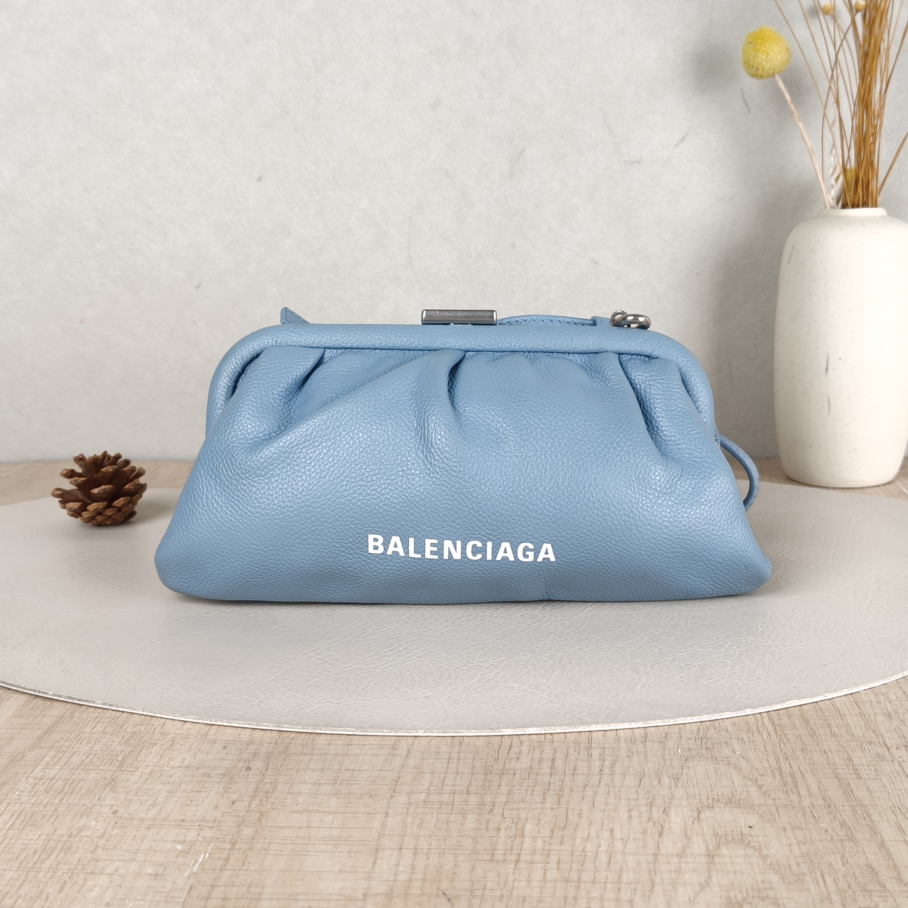 BALENCIAGA Crossbody Bag Crossbody Bag Blue Calfskin One Size24.5 × 3 × 13 cm