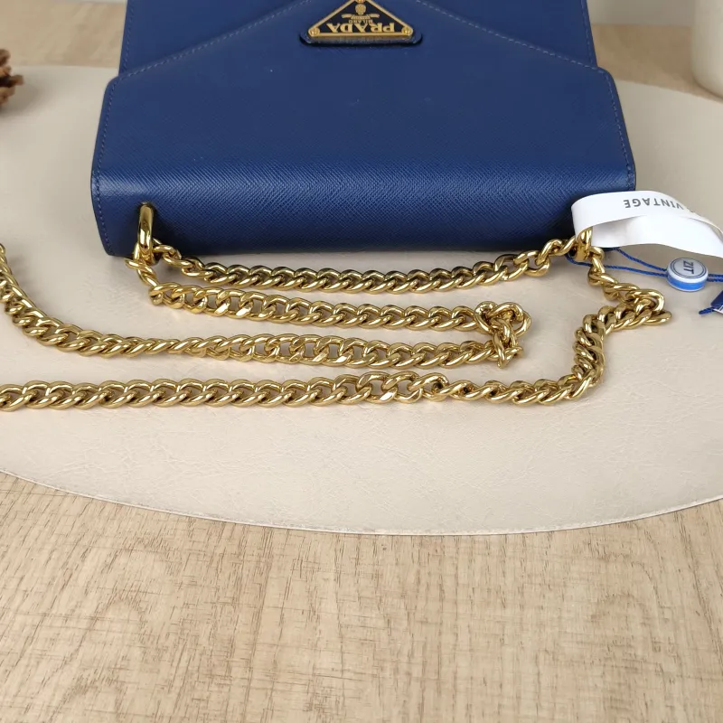 PRADA Crossbody Bag Crossbody Bag Clutch Blue Calfskin One Size20 × 7 × 14 cm — detail view 5 of 11