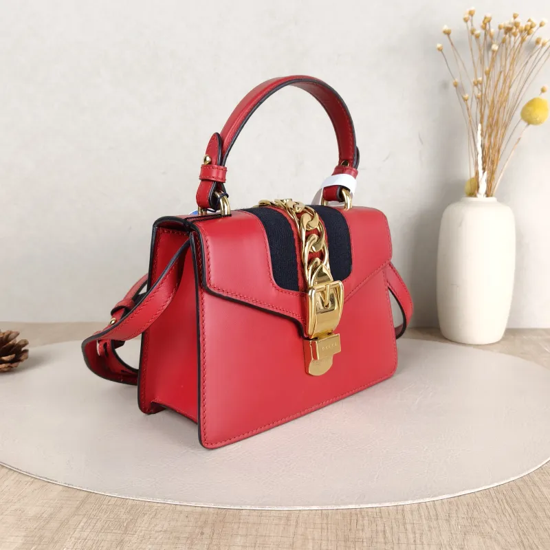 GUCCI Crossbody Bag Sylvie Edition Red Calfskin Mini 20 × 8 × 14 cm — cover view 2 of 5
