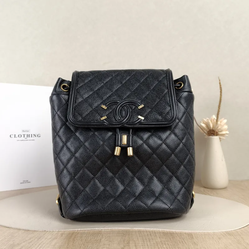 Chanel Backpackvanity case Backpack Black Grained Calfskin One Size21 × 10 × 26 cm