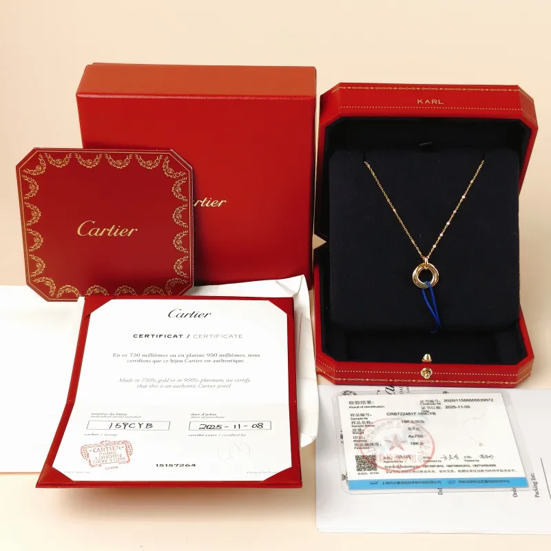 CARTIER Necklace Trinity Collection Necklace 18KW hite Gold Yellow Gold Rose Gold Small 42cm — cover view 7 of 10