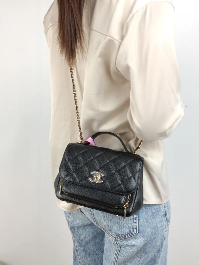 Chanel Crossbody Bag affinity Messenger Bag Black Grained Calfskin Small 19 × 7 × 14 cm — on-model view 2 of 3