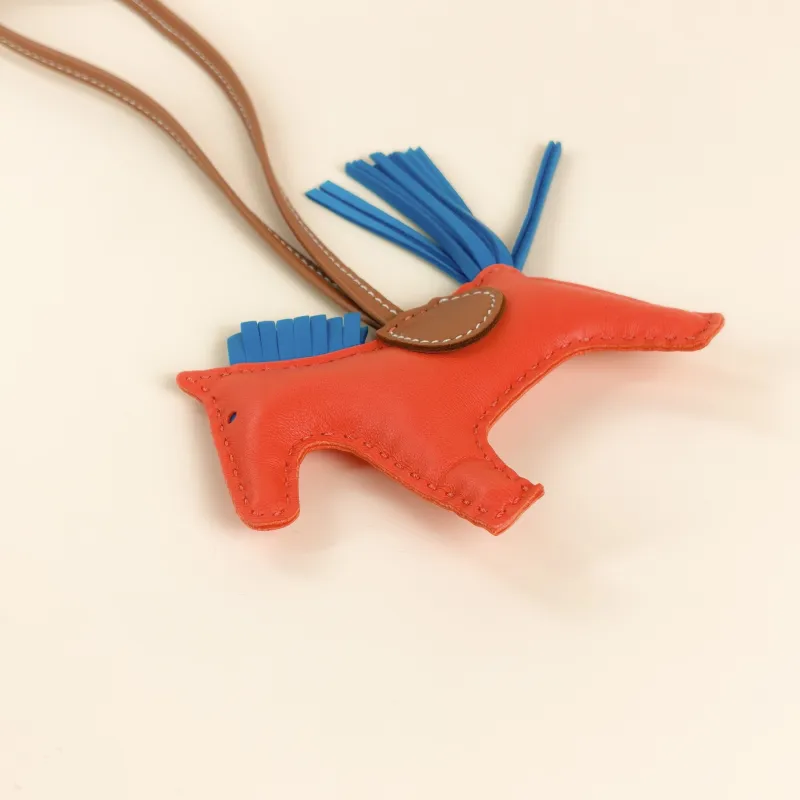 Hermès Charm Charm Red · Blue Lambskin Small — cover view 5 of 7
