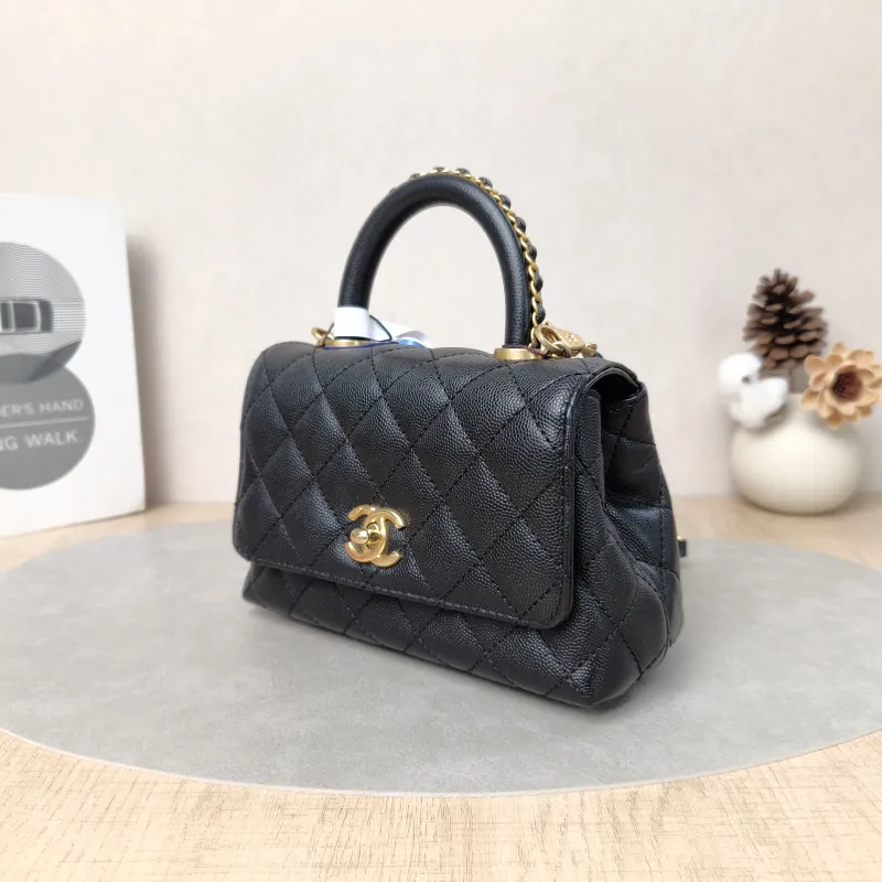 Chanel Crossbody Bag Edition coco handle Black Grained Calfskinmini19 × 9 × 13 cm — cover view 4 of 5