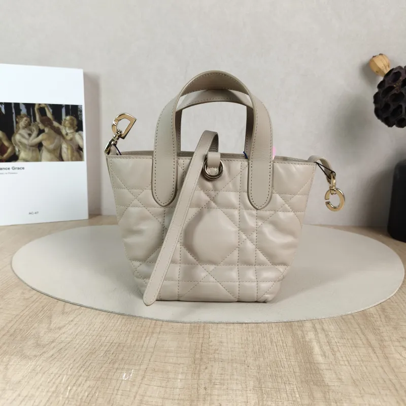 DIOR Top Handle Bag TOUJOURS Edition Beige Calfskin Mini 13 × 12 × 15 cm — cover view 4 of 5