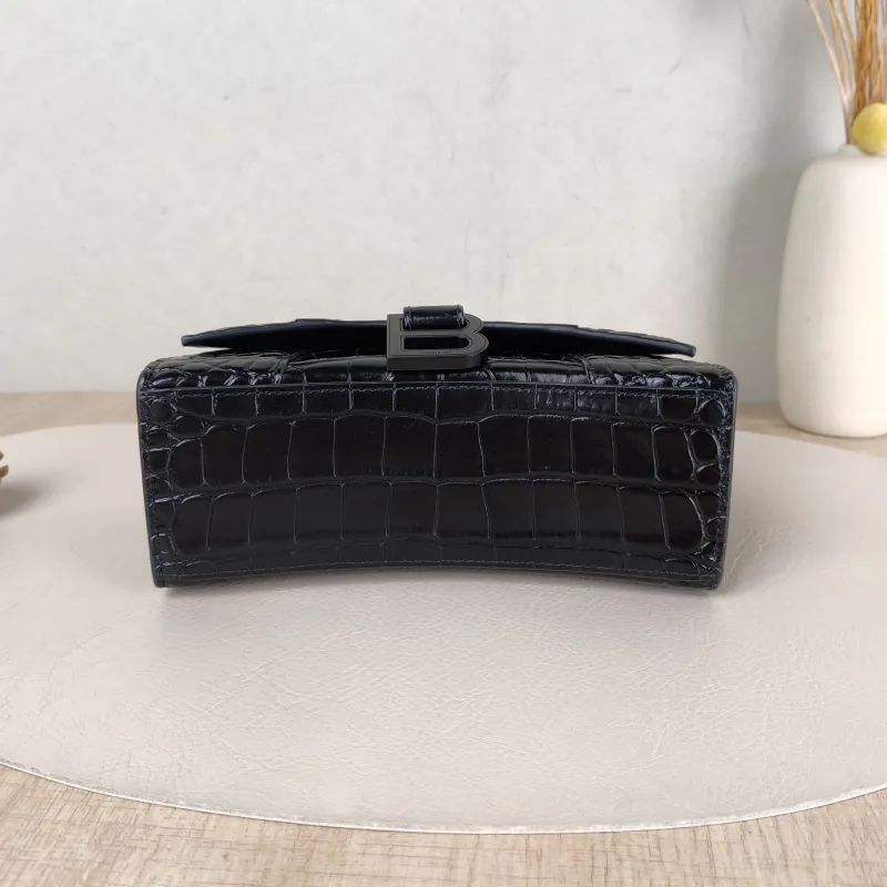 BALENCIAGA Crossbody Bag Hourglass Hourglass Bagsoblack Black Calfskin Mini 19 × 5 × 12 cm — cover view 3 of 5
