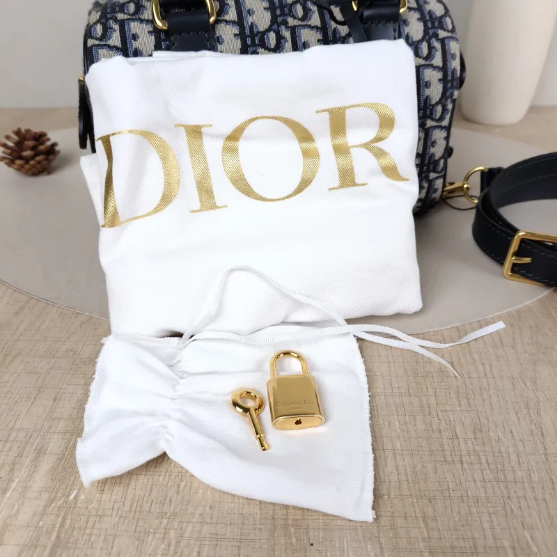 DIOR Crossbody Bag Groove 20 Top Handle Bag Blue Canvas Small 20.5 × 12 × 13.5 cm — detail view 9 of 15