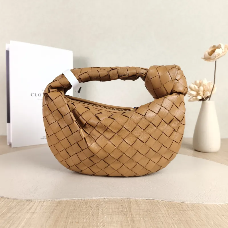 Bottega Veneta Top Handle Bag Jodie Brown Lambskin 24 × 7 × 14 cm